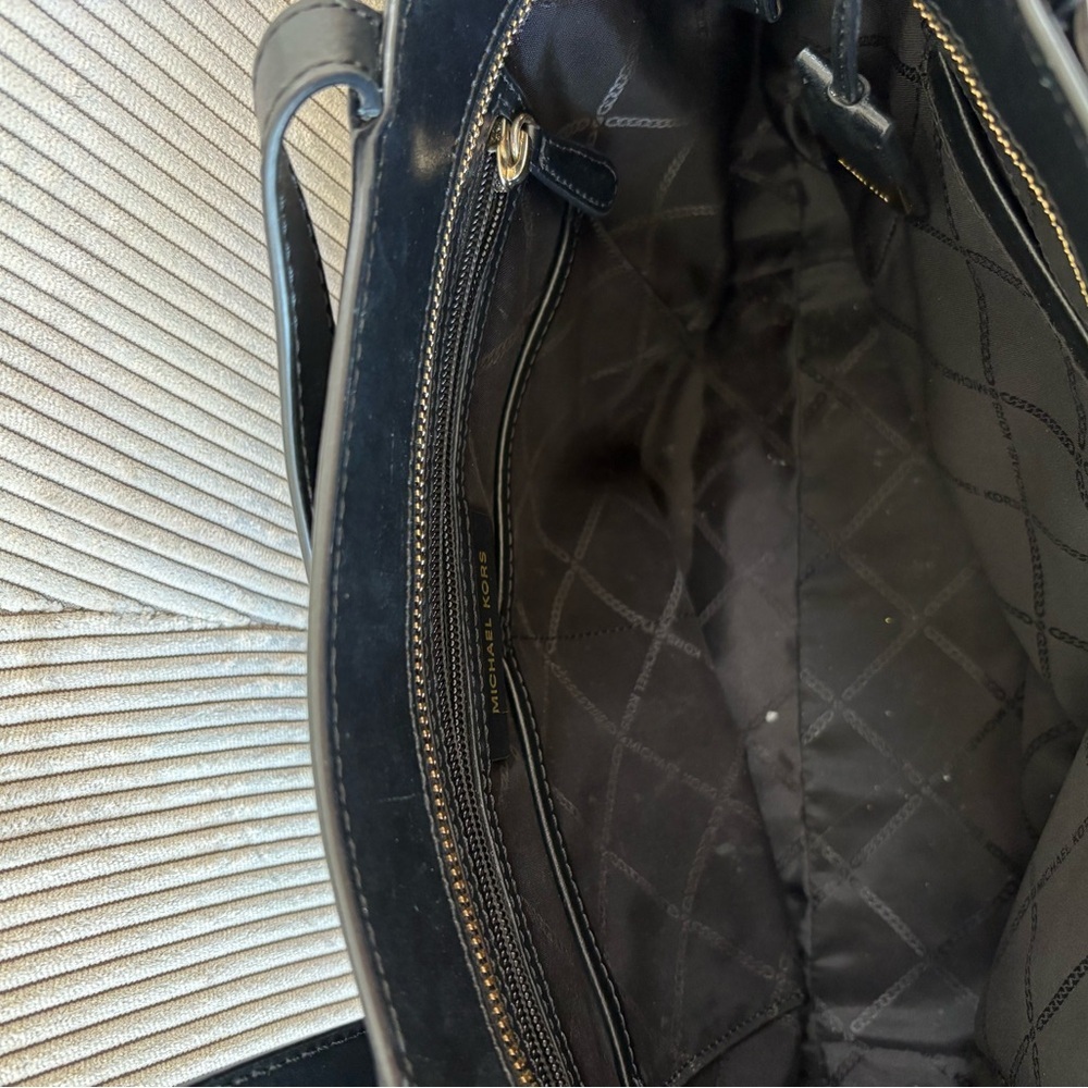 Michael Kors Black Pebbled Leather Tote with Gold Logo - Picture 2 of 2